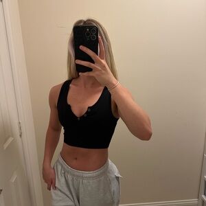 Black Buttoned Crop Top